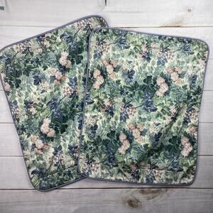 LOT OF 2 Vtg Laura Ashley Standard Pillow Shams Green Floral Cottage USA Made